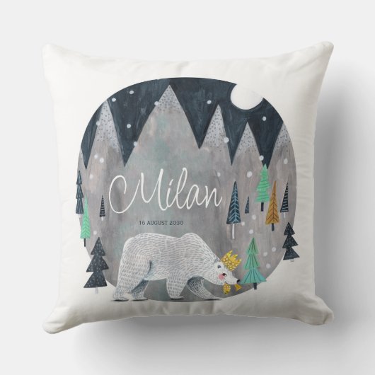 かわいいホッキョクグマの名パーソナライズされた前 クッション (裏面)