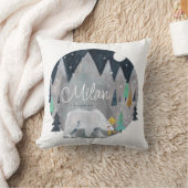 かわいいホッキョクグマの名パーソナライズされた前 クッション (ブランケット)