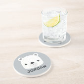 かわいいホッキョクグマの名パーソナライズされた前 コースター (側面)