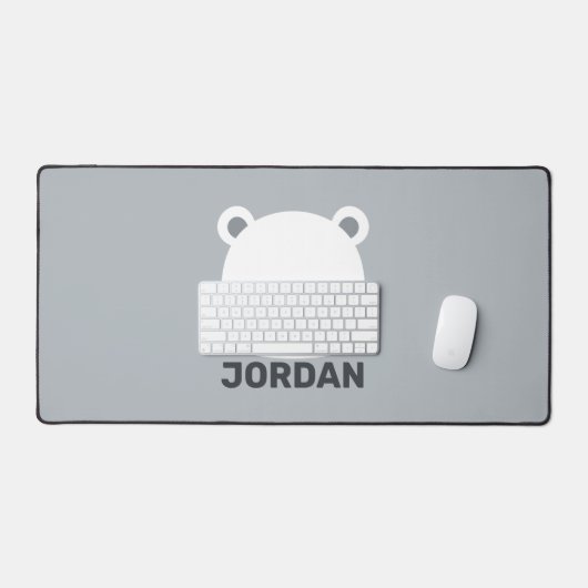 かわいいホッキョクグマの名パーソナライズされた前 デスクマット (キーボード&マウス)