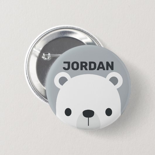 かわいいホッキョクグマの名パーソナライズされた前 缶バッジ (正面&裏面)