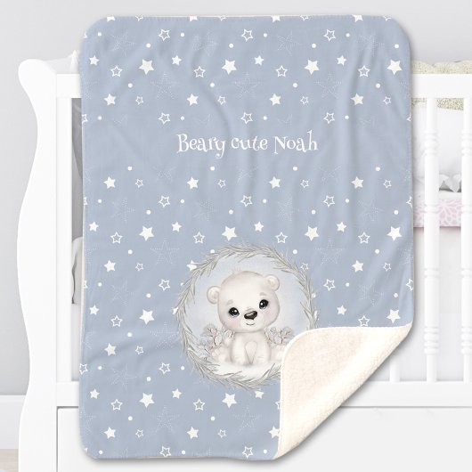 かわいいホッキョクグマの名前ボーイブルーウィンターウォーム シェルパブランケット