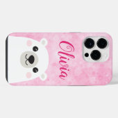 かわいいホッキョクグマの名前入り ピンク iPhoneケース (裏面横)