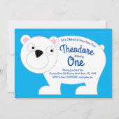 かわいいホッキョクグマの子供たち1st誕生日パーティの招待状 招待状 (正面)