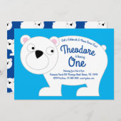 かわいいホッキョクグマの子供たち1st誕生日パーティの招待状 招待状 (正面/裏面)