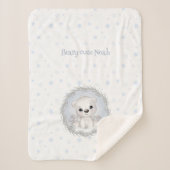 かわいいホッキョクグマの少年の名前冬の暖かいホワイトブルー シェルパブランケット (正面)