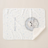 かわいいホッキョクグマの少年の名前冬の暖かいホワイトブルー シェルパブランケット (正面(横))