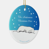 かわいいホッキョクグマの手描きオリジナルアート動物 セラミックオーナメント (右)