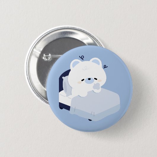 かわいいホッキョクグマの茶色のクマ 缶バッジ (正面&裏面)