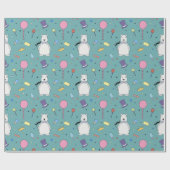 かわいいホッキョクグマの誕生日パーティー ラッピングペーパー (フラット)