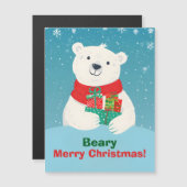 かわいいホッキョクグマの贈り物&クリスマス磁気カード (正面/裏面)