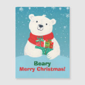 かわいいホッキョクグマの贈り物&クリスマス磁気カード (正面)