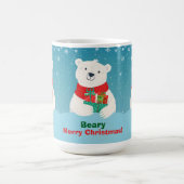 かわいいホッキョクグマの贈り物&メッセージよくはしゃぐクリスマス コーヒーマグカップ (中央)