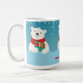 かわいいホッキョクグマの贈り物&メッセージよくはしゃぐクリスマス コーヒーマグカップ (左)
