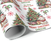 かわいいホッキョクグマベビーキッズクリスマス ラッピングペーパー (ロールコーナー)