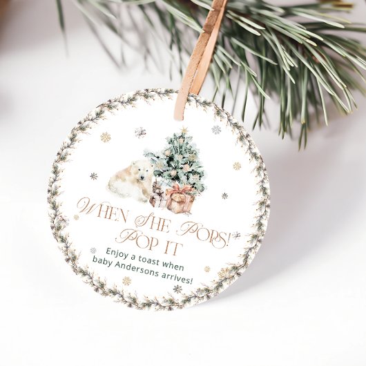 かわいいホッキョクグマポップ・アートのがポップの赤ちゃんシャワー フェイバータグ