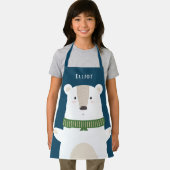 かわいいホッキョクグマモダンキッズブルー エプロン (インサイチュ)