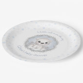 かわいいホッキョクグマ冬の男の子の赤ちゃんシャワー白 ペーパープレート (アングル)