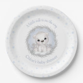 かわいいホッキョクグマ冬の男の子の赤ちゃんシャワー白 ペーパープレート (正面)