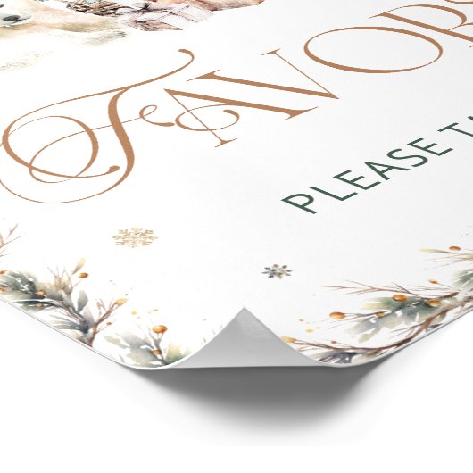 かわいいホッキョクグマ冬の赤ちゃんシャワーの好意 ポスター (角)