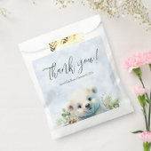 かわいいホッキョクグマ冬の赤ちゃんシャワーブルー雪 フェイバーバッグ (封をした状態)