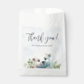 かわいいホッキョクグマ冬の赤ちゃんシャワーブルー雪 フェイバーバッグ (正面)