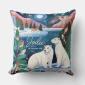 かわいいホッキョクグマ冬の赤ちゃんシャワー クッション (正面)