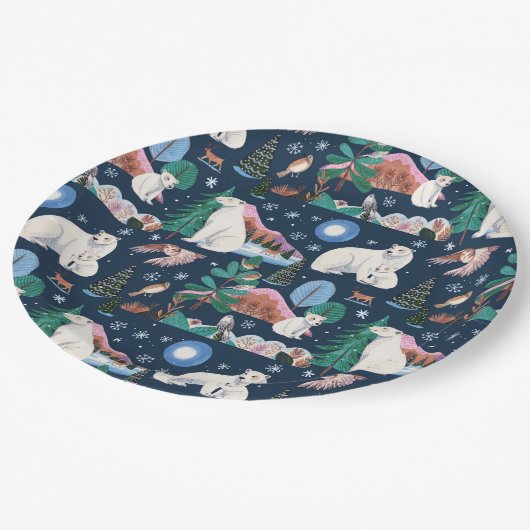 かわいいホッキョクグマ冬の赤ちゃんシャワー ペーパープレート (アングル)