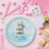 かわいいホッキョクグマ冬の青い赤ちゃんシャワーその少年 ペーパープレート (パーティー)