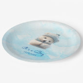 かわいいホッキョクグマ冬の青い赤ちゃんシャワーその少年 ペーパープレート (アングル)