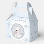 かわいいホッキョクグマ冬の青1st誕生日メディア フェイバーボックス (裏面)