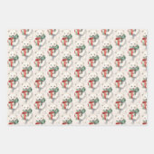 かわいいホッキョクグマ動物の水彩緑と白 ラッピングペーパーシート (正面2)