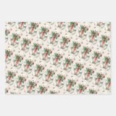 かわいいホッキョクグマ動物の水彩緑と白 ラッピングペーパーシート (正面)