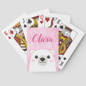 かわいいホッキョクグマ名前をカスタムするピンク トランプ (裏面)