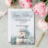 かわいいホッキョクグマ幸せな休日ウィンターウォーター色 シーズンカード