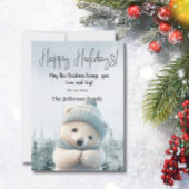 かわいいホッキョクグマ幸せな休日ウィンターウォーター色 シーズンカード