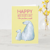 かわいいホッキョクグマ母の幸せな母の日 カード (黄色い花)