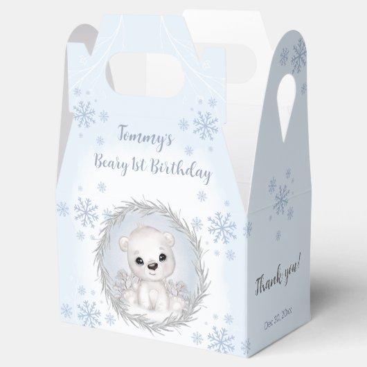 かわいいホッキョクグマ男の子ウィンターブルー1st誕生日 フェイバーボックス (オープン)