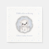 かわいいホッキョクグマ白い冬の男の子の赤ちゃんシャワー スタンダードカクテルナプキン (正面)