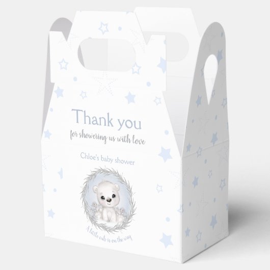 かわいいホッキョクグマ白い冬の男の子の赤ちゃんシャワー フェイバーボックス (オープン)