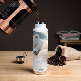 かわいいホッキョクグマ眠る月雲子供の名前 ウォーターボトル