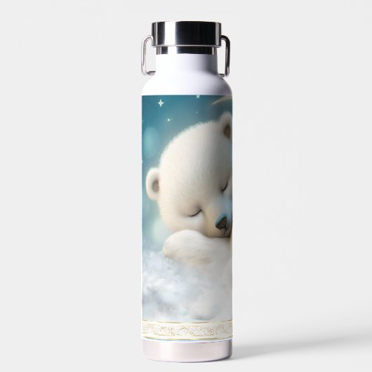 かわいいホッキョクグマ眠る月雲子供の名前 ウォーターボトル (正面)