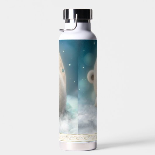 かわいいホッキョクグマ眠る月雲子供の名前 ウォーターボトル (右面)