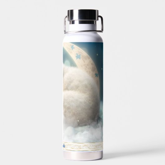 かわいいホッキョクグマ眠る月雲子供の名前 ウォーターボトル (背面)