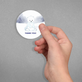 かわいいホッキョクグマ赤ちゃんシャワーありがとう ラウンドシール