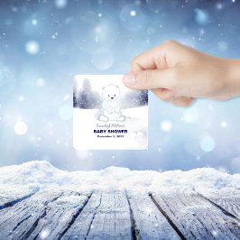 かわいいホッキョクグマ赤ちゃんシャワーパーティーの好意 スクエアシール