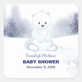 かわいいホッキョクグマ赤ちゃんシャワーパーティーの好意 スクエアシール (正面)