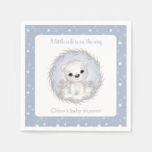 かわいいホッキョクグマ青い冬の男の子の赤ちゃんシャワー スタンダードカクテルナプキン (正面)