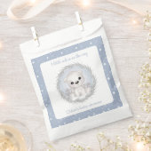 かわいいホッキョクグマ青い冬の男の子の赤ちゃんシャワー フェイバーバッグ (クリップ留めされた状態)