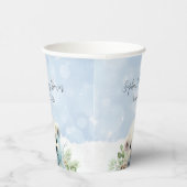 かわいいホッキョクグマ青い冬の赤ちゃんシャワー 紙コップ (右)